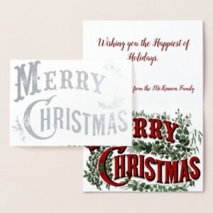 custom_vintage_merry_christmas_with_holly_leaves_foil_card-r6e8ef86416024b3bb8442b00b245ffe3_jyjazj_500.jpg Custom Vintage Merry Christmas with Holly Leaves Foil Card