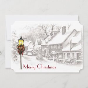 Vintage Christmas Town Party Invitation