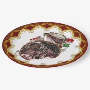 Vintage Home for Christmas on the Train Paper Plates