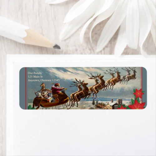the_night_before_christmas_santa_and_reindeer_ReturnAddress_Label_1024 The Night Before Christmas Santa and Reindeer Return Address Label