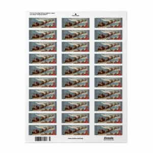 The Night Before Christmas Santa and Reindeer Return Address Label