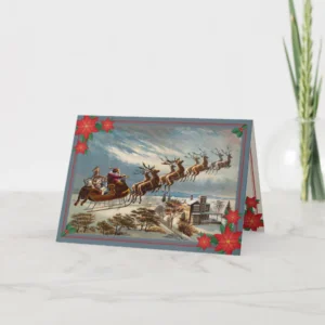 The Night Before Christmas Santa and Reindeer Card