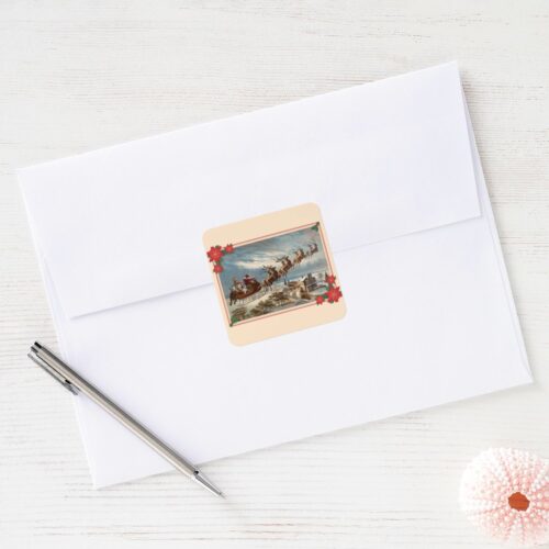the_night_before_christmas_santa_and_reindeer_square_sticker-OnEnvelope_1024 The Night Before Christmas Santa and Reindeer Square Sticker